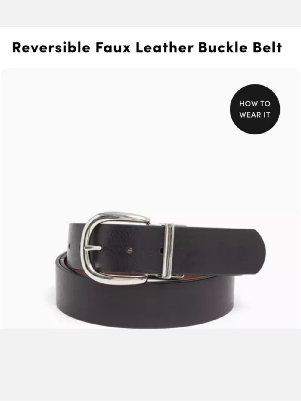 Reversible Faux Leather Buckle Belt - Dark Brown